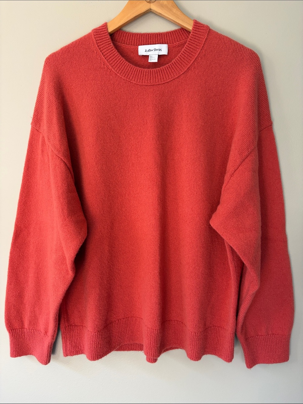 & Other Stories Oversized Knit Jumper Pullover Sweater Small Coral Red Pink